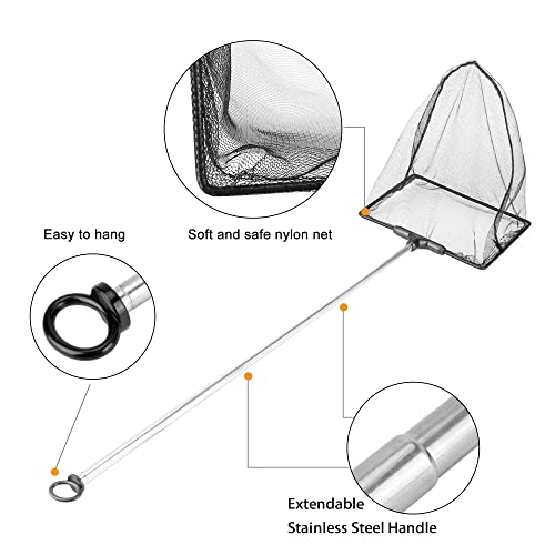 Aquarium Telescopic Fish Net with Extendable Handle Soft Mesh - size: 6 inch