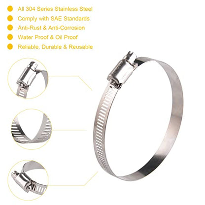 Winlong 3'' Stainless Steel Hose Clamps, 10PK SAE 48 Worm Gear Drive Hose Clamps Clamping Range 2 1/2 to 3 1/2 Inch (64-89mm) for Automotive Plumbing, 2 3/4'', 3 1/4'' clamps - size: SAE#48 (2-1/2" ~ 3-1/2") 10PK