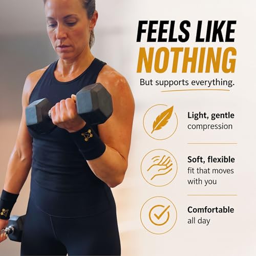 CopperJoint Compression Wrist Sleeve – Copper Hand Brace, Copper Wrist Compression Sleeve, Weight Lifting Wrist Support Brace, Hand Support for Sore Muscles, Yoga, Bowling, Sports - 1 Pair Large - size: Large