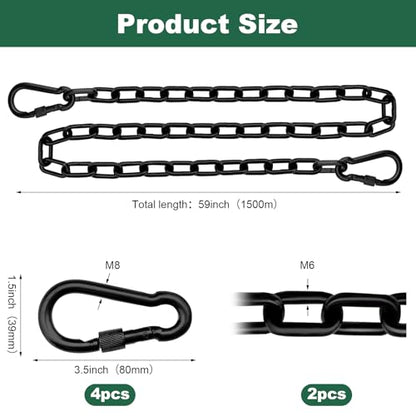 59inch Adjustable Welded Steel Chain with 4 Clasps, Corrosion-Resistant Coating for Swing, Boxing Bag, Sunshade Sail - size: 59inch