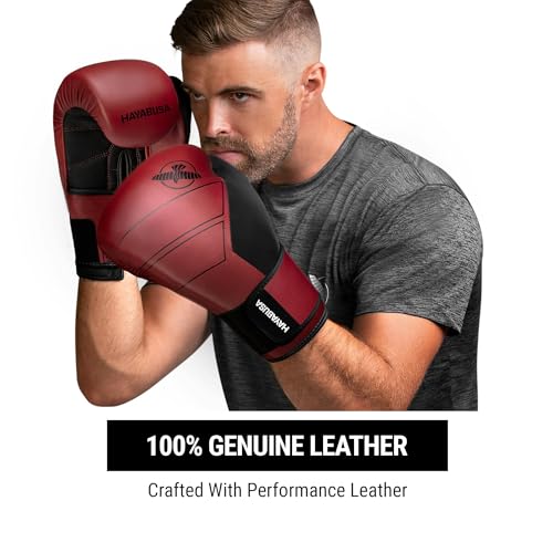 Hayabusa S4 Leather Boxing Gloves for Women & Men - color: Red, size: 12 oz