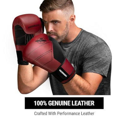 Hayabusa S4 Leather Boxing Gloves for Women & Men - color: Red, size: 10 oz