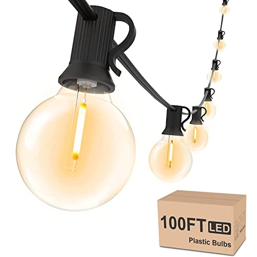 Svater Outdoor String Lights Waterproof 100 FT for Outside Patio 52 Bulbs - size: 100 ft