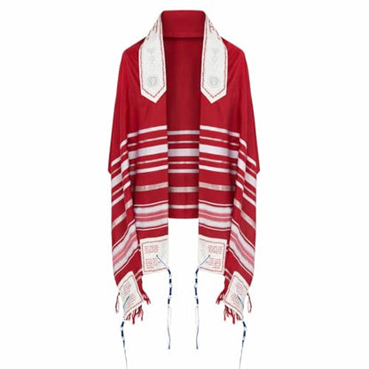 The Holy Promise Messianic Prayer Shawl-72 x22 Christian Tallit with Biblical Verses-Includes Carrying Bag - color: Red