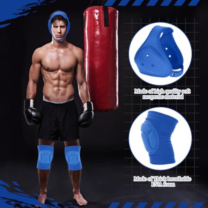 VioraWhite Wrestling Headgear for Kids Youth with Protective Knee Pads Soft Grappling Headgear Wrestling Ear Protection Thick Sponge Anti Slip Knee Sleeve for Sparring Brazilian Jiu Jitsu