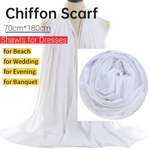 Harewom Chiffon Hijab for Women Sheer Shawl and Wraps for Wedding Bridal Scarves Summer Lightweight Sun-proof Scarf - color: White Chiffon Hijab Shawls Scarves