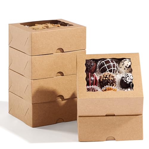 20 Pcs 5x5x2 Inch Cookies with Window Bakery Boxes Soap Box Chocolate Truffle boxes Macaron Boxes Gift Cake Boxes Treat Boxes for Browine pastries, Dount or gifts goodies Party Favor - size: 5"X5X2"