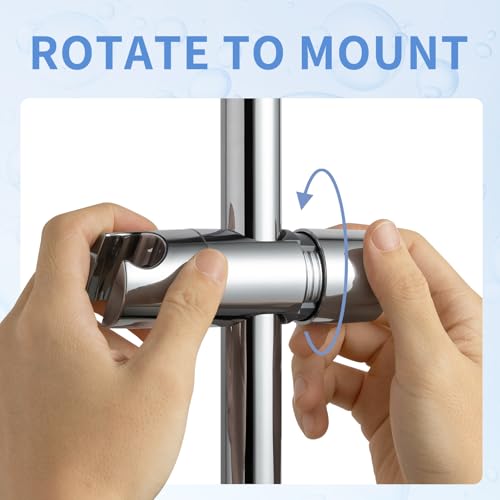 OFFO Shower Head Holder, Adjustable 0.75-1 inch Hand Held Shower Head Holder for Slide Bar, 45 Degree Rotation Shower Sprayer Holder with Hanging Design, Chrome - style: Chrome with Hanging Design