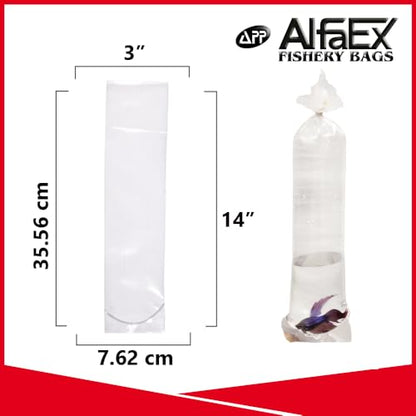 Fishery Bags 3 Inches Leak Proof Rounded Bottom Clear Plastic Fish Bags for Shrimps and Betta Fish Transport. (3" x 14" / 100 Pack / 2 Mil) - size: 3" x 14" / 100 Pack / 2 Mil