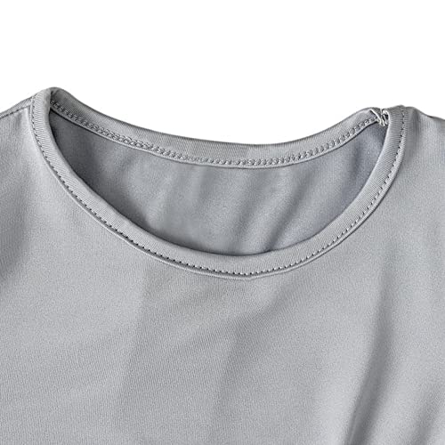 Kids Prayer Dress Muslim Clothes Outfits for Toddler Girls Long Sleeve Abaya with Hijab Two Piece Maxi Islamic Set - color: Grey, size: 5-6 Years