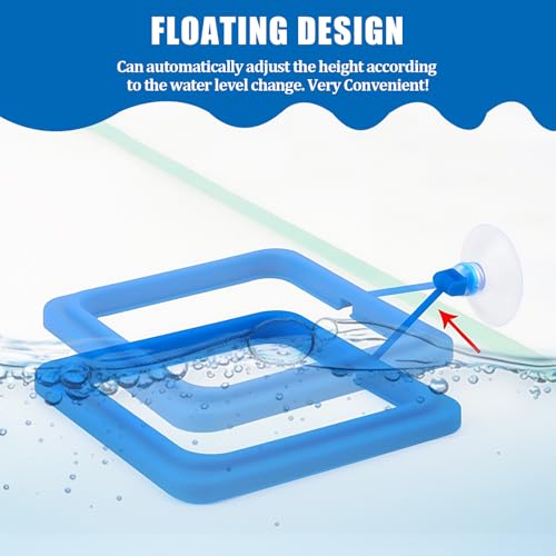 2PCS Small Fish Feeding Ring, Square and Round Mini Aquarium Feeder with Strong Suction Cup Floating Fish Feeder Ring for Betta Goldfish Guppy (Blue) - color: Blue