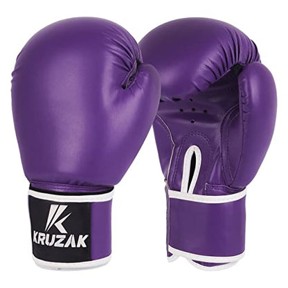 Kruzak Plain Boxing Gloves for Sparring, Kickboxing, Muay Thai, Martial Arts & MMA Fighting - Men & Women Punch Bag Mitts Training and Focus Pads Punching - color: Purple, size: 16 oz