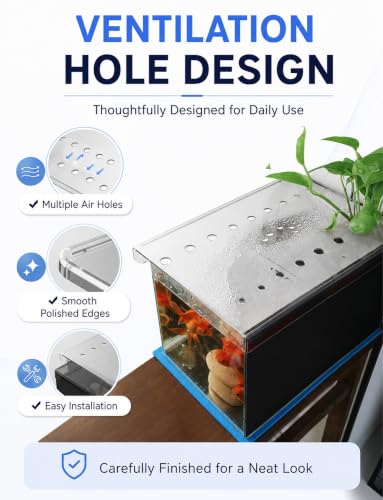 Transparent Acrylic Aquarium Lid, Ventilated Anti-Jump Cover, Cat Deterrent Splash Guard with Sliding Panel for Home Fish Tanks(5 mm,19.7x10.8 in/50x27.4cm) - color: 5 mm, size: 19.7x10.8 in/50x27.4cm