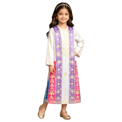 Girls Two Piece Outfit Embroidered Muslim Dress Robe Dresses Dubai Outfits Maxi Islamic Set for Party - size: 3-4T