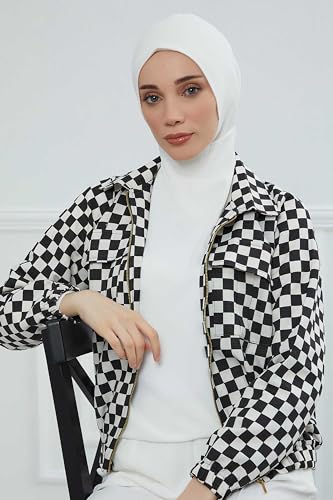 Aisha's Design Instant Turban 95% Cotton Head Scarf Headwear Combed Cotton Ninja Cap, Slip on Jersey Hijab - color: Cream