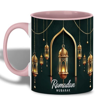 Golden Lantern Ramadan Mug, Islamic Coffee Mug, Ramadan Mubarak Gift, Muslim Tea Cup, Eid Celebration Drinkware, Elegant Islamic Decor, Gold Hanging Lanterns, Ceramic Cup for Home and Office