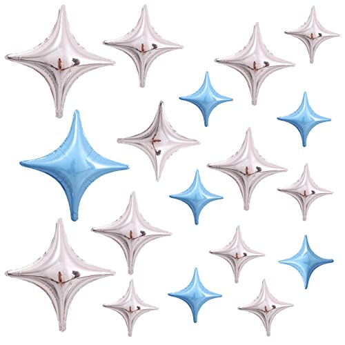 18Pcs Star Foil Balloons, 26Inch 18Inch 10Inch Star Foil Balloons Set for Wedding Birthday Party Baby Shower Decoration - color: Blue