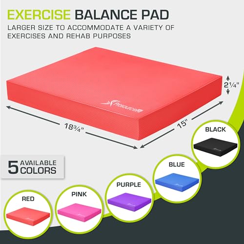 ProsourceFit Exercise Balance Pad, Non-Slip Cushioned Foam Mat & Knee Pad for Fitness and Stability Training, Yoga, Physical Therapy - color: Red, size: XL - (18.75" x 15")