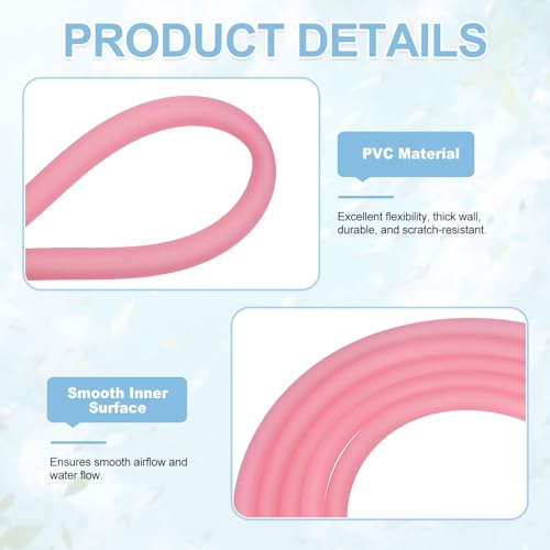 Aquarium Airline Tubing, 5/32"(4mm) ID x 1/4"(6mm) OD 4.9ft PVC Flexible Tube, (2Pcs, Pink), Intended for Fish Tank Air Pump/Aquarium/Garden/Terrarium Pond - color: Pink