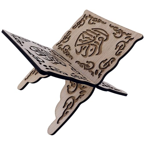 Wooden Book Stand Foldable Book Holder Cookbook Display Shelf Vintage Magazine Reading Book Bracket Wood Carved Quran Holy Book Rack