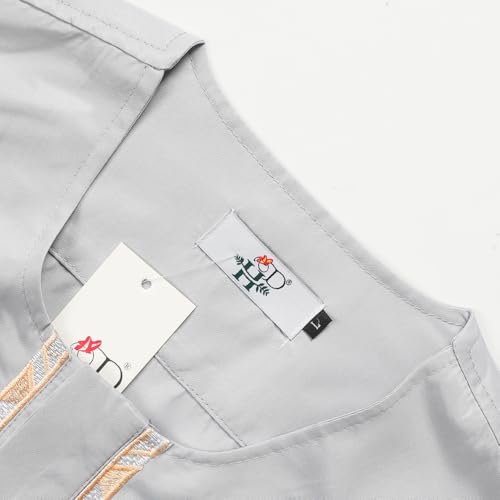 HD African Clothing Long Kaftan Clothes Sets Embroidery Dashiki Outfit for Man - color: Grey10398, size: X-Large