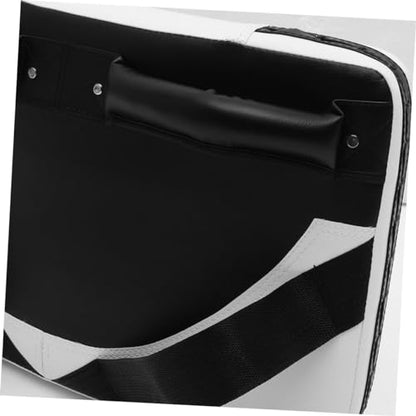 Taekwondo Kick Pad Shield, Ergonomic Curved Martial Arts Striking Surface for Boxing and MMA Training, High-Density Shock Absorbing Kicking Target with Secure Dual-Grip, Black & White