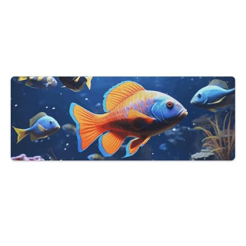 Large Size Gaming Mouse Pad Fishs Desk Mat Non-Slip Base Waterproof Desktop Writing Pad for Office Home - color: Fishs, size: 30x80cm