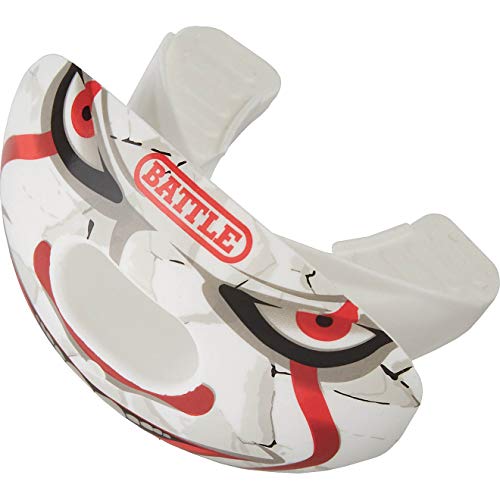 Battle Sports Oxygen Football Mouthguard | Maximum protection with a safe secure comfortable fit, Built-in airflow channels for easy breathing, No boiling required - color: Red/White