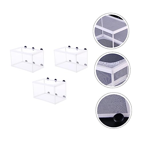 Mikikit 3pcs Fish Isolation Box Cups for Breeding Fish Aquarium Mesh Hatchery Net for Safe Separation
