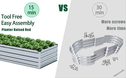 4×3×1FT(2PCS) Galvanized Raised Garden Bed Kit Metal Planter Boxes,Large Raised Garden Bed for Planting Vegetables,Flowers,Herbs -Silver - color: Silver, size: 4×3×1FT(2PCS)