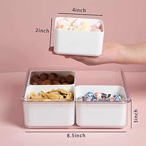 2팩 분할 채소 트레이, 뚜껑 포함, 스내클 박스, 서빙 용기, 샐러드 키퍼, 탈착식 박스 4개, 쌓을 수 있는 냉장고 정리함, 식사 준비 과일용 농산물 세이버 - size: 2 Pack
