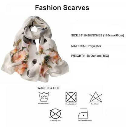 Pokeedioty Scarfs for Women Lightweight Fashion Scarves Elegant Floral Pattern Sheer Scarfs Sunscreen Shawls Wraps - color: P 055