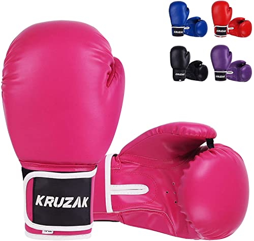 Kruzak Boxing Gloves for Men & Women, Sparring & Kickboxing Gloves, Muay Thai & MMA Gloves, 8-16 oz - color: Pink, size: 8 oz