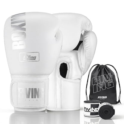Boxing Gloves with Hand Wraps for Men and Women, Kickboxing, Mixed Martial Arts, Muay Thai, MMA, Heavy Bag Training - color: White, size: 14oz