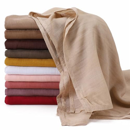 Viscose Hijab Scarf for Women Muslim Cotton Jersey Hijab Fashion Long Scarf Shawls - color: Khaki