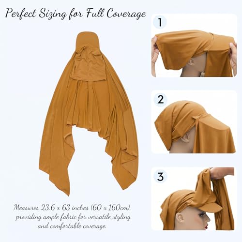 ZLYC Women Muslim Hijab Scarf with Visor Built-in Undercap Sun Protection Headwrap - color: Solid Yellow