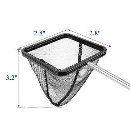 Mogoko Aquarium Fish Net, 10.8" x 16.3" Rectangular Fish Net with 5.5"-16.3" Extendable Telescopic Plastic Handle, Fine Mesh Nylon Fish Tank Accessory - size: 2.8 inch