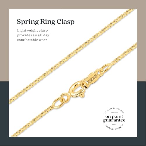 KEZEF 18K Gold Plated 925 Sterling Silver Box Chain Necklace for Women, 1mm Thin & Sturdy Italian Chain Necklace, Rose Gold & Silver Available, 15/16/18/20/22/24/30 Inch - color: Gold, size: 19 Inch