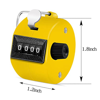 Eliamo 12 Pcs Hand Tally Counter 4-Digit Lap Counter Clicker, Manual Mechanical Handheld Pitch Click Counter with Finger Ring for School Golf & Knitting Row Croche - color: Yellow
