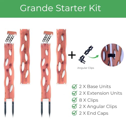 Zella Grande Starter Kit – Wooden Extendable Plant Trellis for Indoor Climbing Houseplants – Modular Plant Support with 2 Bases + 2 Extensions - Moss Pole Alternative - size: Grande Kit