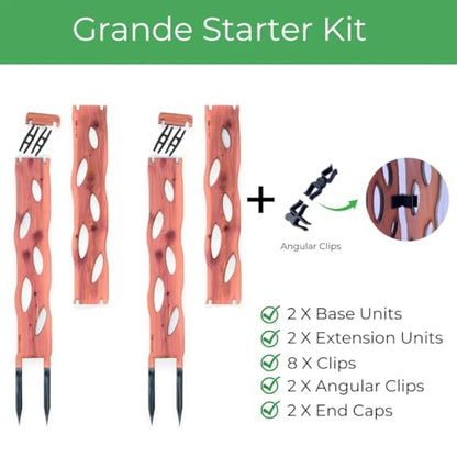 Zella Grande Starter Kit – Wooden Extendable Plant Trellis for Indoor Climbing Houseplants – Modular Plant Support with 2 Bases + 2 Extensions - Moss Pole Alternative - size: Grande Kit
