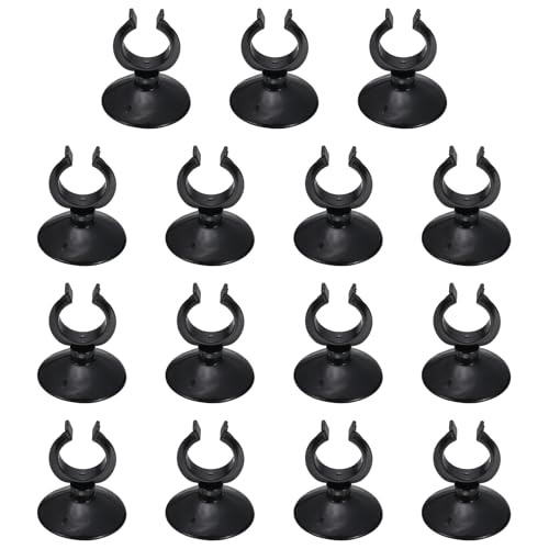 Aquarium Suction Cups, Fish Tank Suction Cups Clips Airline Tube Holders Clamps (Plastic, 15Pcs, Black) for 0.9" Fish Tank Airline Tubing Binding Moss Shrimp Nest, 23x45MM - color: Black, size: 23x45MM