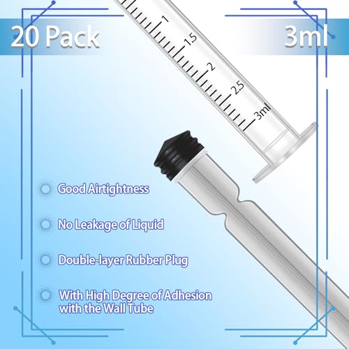 3ml Syringes with Caps (20 Pack) - size: 3ml-20pcs