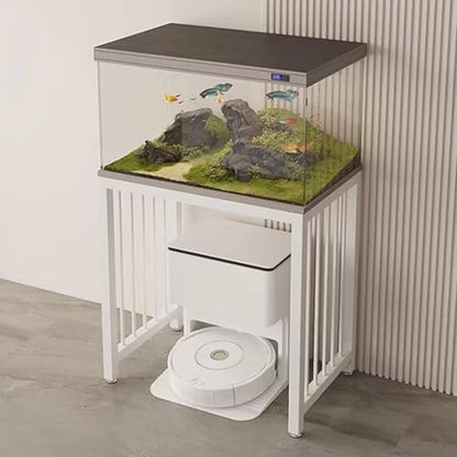 Carbon Steel Construction, No Assembly Required, Heavy-Duty Fish Tank Base,Perfect For Living Rooms, Balconies, And Home Offices(White,LxW50x30cm/19.7x11.8in) - color: White, size: LxW50x30cm/19.7x11.8in