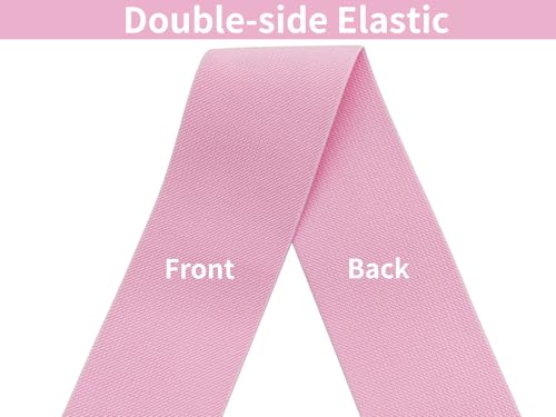 Pink Knit Elastic Band 3 inch 5 Yards Double-Side Twill Woven Elastic Heavy Stretch Elastic Spool for Sewing Pants Waistband, Wigs, Skirts, Craft DIY Projects - color: Pink
