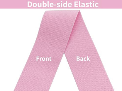 Pink Knit Elastic Band 3 inch 5 Yards Double-Side Twill Woven Elastic Heavy Stretch Elastic Spool for Sewing Pants Waistband, Wigs, Skirts, Craft DIY Projects - color: Pink