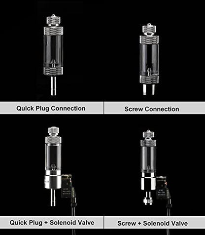 CO2 Bubble Counter with Solenoid Valve and Check Valve for CO2 Generator Regulator Planted Aquarium Screw Connection - color: Screw connection with Bubble Counter