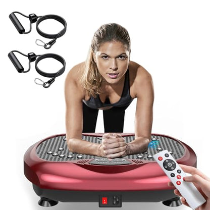 Natini Vibration Plate Exercise Machine - Power Vibrating Plate for Lymphatic Drainage,Whole Body Workout Machine for Women Weight Loss Home Fitness, - style: Red