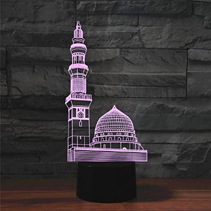 3D Night Light for Kids 3D Islamic Architecture Led Lamp with Remote Control 16 Color Changing Xmas Birthday Gift for Child