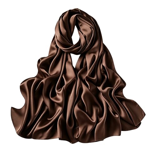 Lina & Lily Luxury Satin Hijab Head Scarf Shawl Wrap for Muslim Women Extra Long - color: Chocolate Brown